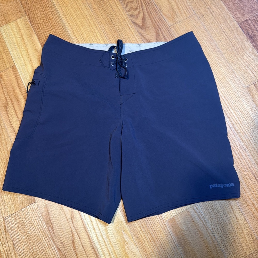 Patagonia Womens Stretch Hydropeak Board Short 8 Gray Zip Pocket 75985